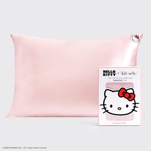 Kitsch x Hello Kitty Satin Pillowcase in Pink Hello Kitty Face