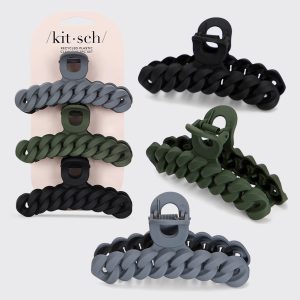 Black & Moss Chain Claw Clips 3pc Set